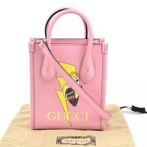 Auth GUCCI Shoulder Bag Handbag Pink Leather -